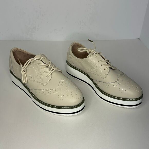 Dadawen Platform Lace Up Oxfords Tan Leather | Women Size 9 - Picture 8 of 13